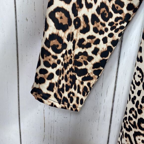 Forever 21 Leopard Print Ruffle High Low Maxi Wrap Dress Plus Sz Wild Glam Boho - Picture 7 of 14